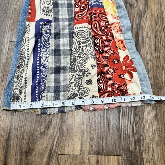 Free People We The Free Cortez Pieced Jeans Women's 25 Multi Patchwork Flare - Picture 15 of 16